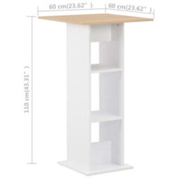 Berkfield Bar Table White And Sonoma Oak 60X60X110 Cm - thumbnail 6