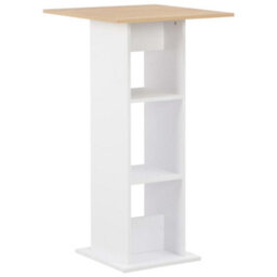 Berkfield Bar Table White And Sonoma Oak 60X60X110 Cm