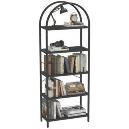 5-Tier Arched Bookcase 180 Tall Gold Shelving Unit With Book Shelves - thumbnail 1