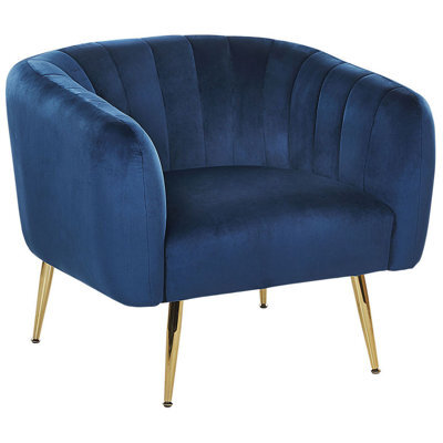 Beliani Armchair Laconia Velvet Dark Blue - image 1