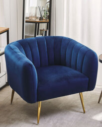 Beliani Armchair Laconia Velvet Dark Blue - thumbnail 2