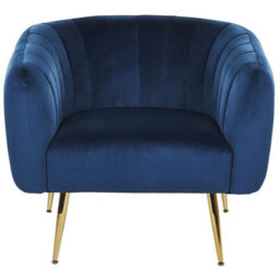 Beliani Armchair Laconia Velvet Dark Blue - thumbnail 4