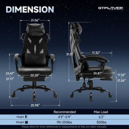 Gtplayer Office Chair, Ergonomic High Back Executive Desk Chair With Linkage Armrests Heavy Duty Swivel Gaming Chairs, Black - thumbnail 7