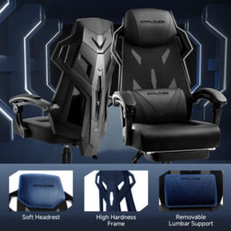 Gtplayer Office Chair, Ergonomic High Back Executive Desk Chair With Linkage Armrests Heavy Duty Swivel Gaming Chairs, Black - thumbnail 4