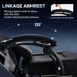 Gtplayer Office Chair, Ergonomic High Back Executive Desk Chair With Linkage Armrests Heavy Duty Swivel Gaming Chairs, Black - thumbnail 3