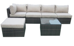 Furniture One Rattan Effect Mix Brown Rattan 5 Seat Corner Sofa Set No Assembly & Aluminium Frame - thumbnail 1