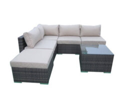 Furniture One Rattan Effect Mix Brown Rattan 5 Seat Corner Sofa Set No Assembly & Aluminium Frame - thumbnail 3