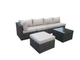 Furniture One Rattan Effect Mix Brown Rattan 5 Seat Corner Sofa Set No Assembly & Aluminium Frame - thumbnail 2