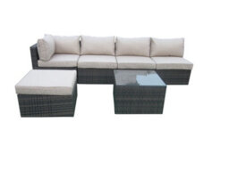 Furniture One Rattan Effect Mix Brown Rattan 5 Seat Corner Sofa Set No Assembly & Aluminium Frame - thumbnail 4