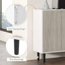 Wyld Haus Sosule 4-Door Sideboard With Adjustable Shelves, White Grey Black, 121 X 37 X 75 Cm - thumbnail 7