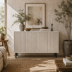 Wyld Haus Sosule 4-Door Sideboard With Adjustable Shelves, White Grey Black, 121 X 37 X 75 Cm - thumbnail 1