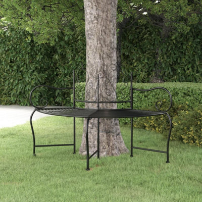 Walplus 50 Cm Black Steel Tree Bench Outdoor Garden Seating - image 1