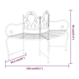 Walplus 50 Cm Black Steel Tree Bench Outdoor Garden Seating - thumbnail 6