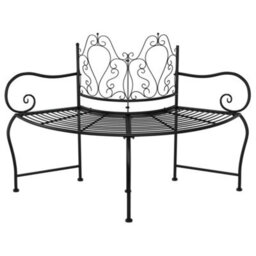 Walplus 50 Cm Black Steel Tree Bench Outdoor Garden Seating - thumbnail 4