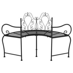 Walplus 50 Cm Black Steel Tree Bench Outdoor Garden Seating - thumbnail 3