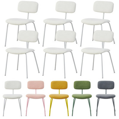 Mof Modern Upholstered Dining Chairs Set Of 6 Fabric Padded Seat With Metal Legs (White X6) - image 1