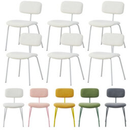 Mof Modern Upholstered Dining Chairs Set Of 6 Fabric Padded Seat With Metal Legs (White X6) - thumbnail 1