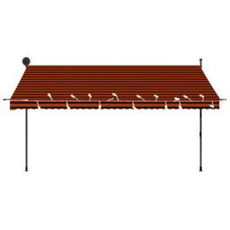 Berkfield Manual Retractable Awning With Led 350 Cm Orange And Brown - thumbnail 4
