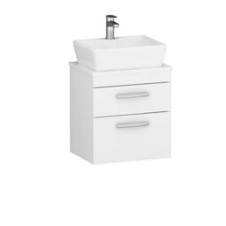 Royal Bathrooms 500mm Wall Hung Vanity Unit 2 Drawer Gloss White & Cube Countertop Basin - thumbnail 4