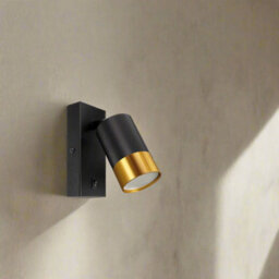 CGC Lighting Cgc Puzon Black & Gold Gu10 Adjustable Single Gu10 Indoor Spotlight Wall Light With Switch - thumbnail 3