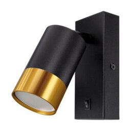 CGC Lighting Cgc Puzon Black & Gold Gu10 Adjustable Single Gu10 Indoor Spotlight Wall Light With Switch - thumbnail 4