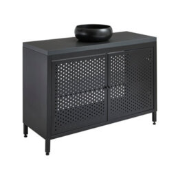 Homestylestore 1200mm Black Metal Floorstanding Bathroom Vanity Unit Black Grey Countertop And Round Graphite Basin - thumbnail 1