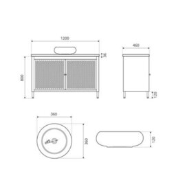 Homestylestore 1200mm Black Metal Floorstanding Bathroom Vanity Unit Black Grey Countertop And Round Graphite Basin - thumbnail 3
