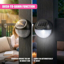 4X Solar Power Fence Lights Wall Garden Outdoor Cold White Led Weather Resistant - thumbnail 4