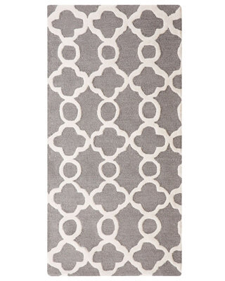 Wyld And Coco Trellis Grey Wool Rug 80 X 150 Cm Hand-Tufted Quatrefoil Low Pile - image 1