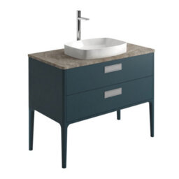 Plum&clay Canaria 4 Leg Blue Bathroom Vanity Unit With Stone Countertop & Integrated Ceramic Basin (W)985mm (H)850mm
