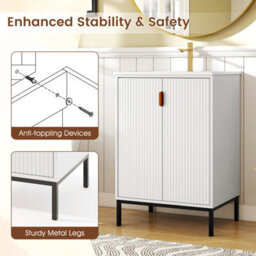 Costway Freestanding Bathroom Vanity Cabinet 600mm Bathroom Vanity W/ Sink-White - thumbnail 5