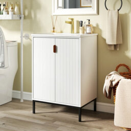 Costway Freestanding Bathroom Vanity Cabinet 600mm Bathroom Vanity W/ Sink-White - thumbnail 7