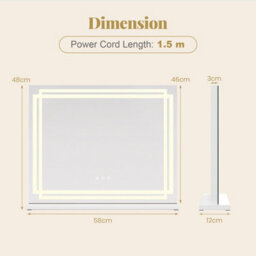 Gainoom  White Vanity Mirror With Lights Lighted Makeup Mirror With 3 Color Dimmable Lighting Modes And Smart Touch Control - thumbnail 2