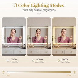 Gainoom  White Vanity Mirror With Lights Lighted Makeup Mirror With 3 Color Dimmable Lighting Modes And Smart Touch Control - thumbnail 4