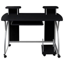Berkfield Computer Desk Black 110X52X88.5 Cm Engineered Wood - thumbnail 2