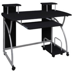 Berkfield Computer Desk Black 110X52X88.5 Cm Engineered Wood - thumbnail 1