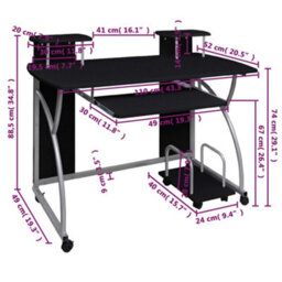 Berkfield Computer Desk Black 110X52X88.5 Cm Engineered Wood - thumbnail 5