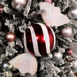Samuel Alexander 50Cm Red And White Stripe Hanging Bauble Christmas Candy Decoration - thumbnail 2
