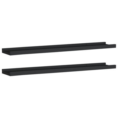 Vidaxl Picture Frame Ledge Shelves 2 Pcs Black 80X9X3 Cm Mdf - image 1