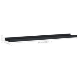 Vidaxl Picture Frame Ledge Shelves 2 Pcs Black 80X9X3 Cm Mdf - thumbnail 8