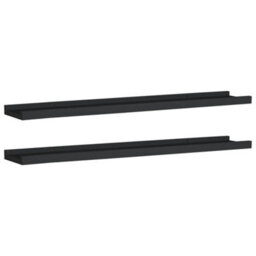 Vidaxl Picture Frame Ledge Shelves 2 Pcs Black 80X9X3 Cm Mdf - thumbnail 1