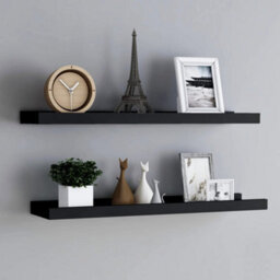 Vidaxl Picture Frame Ledge Shelves 2 Pcs Black 80X9X3 Cm Mdf - thumbnail 2
