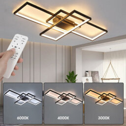 Modern Ceiling Lamp 3-Squares Aluminum Acrylic Black Dimmable Led Ceiling Lights - thumbnail 4