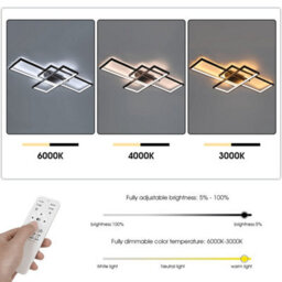 Modern Ceiling Lamp 3-Squares Aluminum Acrylic Black Dimmable Led Ceiling Lights - thumbnail 5