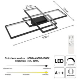 Modern Ceiling Lamp 3-Squares Aluminum Acrylic Black Dimmable Led Ceiling Lights - thumbnail 2