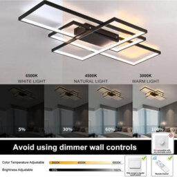 Modern Ceiling Lamp 3-Squares Aluminum Acrylic Black Dimmable Led Ceiling Lights - thumbnail 3