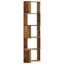 Walplus Corner Bookcase 5-Tier Old Wood 50X50X179 Cm Engineered Wood - thumbnail 5