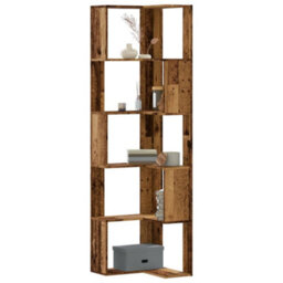 Walplus Corner Bookcase 5-Tier Old Wood 50X50X179 Cm Engineered Wood