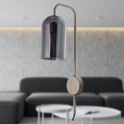 First Choice Lighting Victoria - Satin Nickel Plug In Wall Light With Glass Shade - thumbnail 6