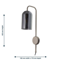 First Choice Lighting Victoria - Satin Nickel Plug In Wall Light With Glass Shade - thumbnail 7